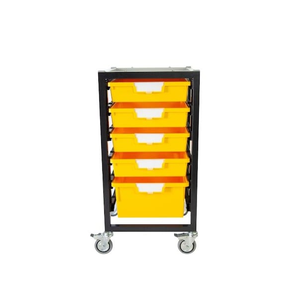 Storsystem Commercial Grade Mobile Bin Storage Cart with 5 Yellow High